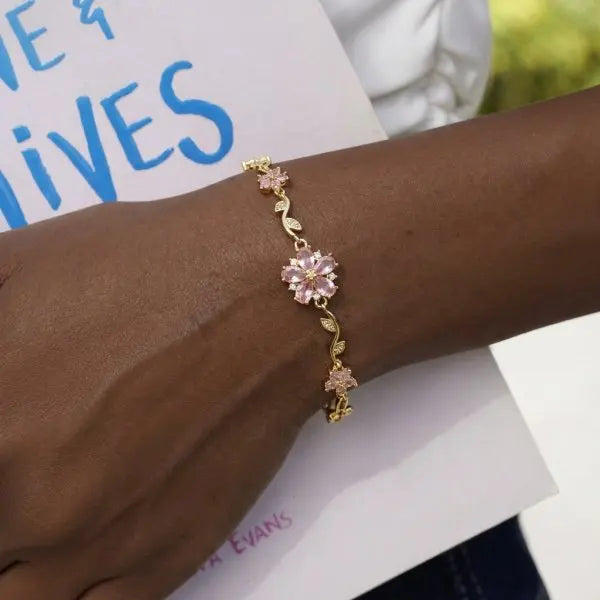 Sparkling Cherry Blossoms Butterfly Bracelet Women's Fashion Temperament Wave Moon Flower Adjustable Bracelet Wedding Jewelry