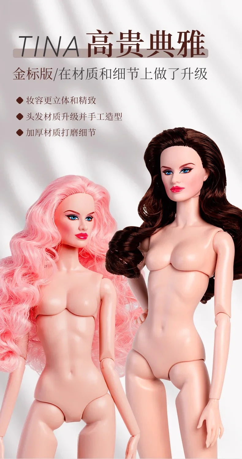 Xianxian New Supermodel Doll / 32cm Nude Naked Doll with Normal Skin Blond Hair / 12 Joint Movable Body + Head / 1/6 Doll Toy