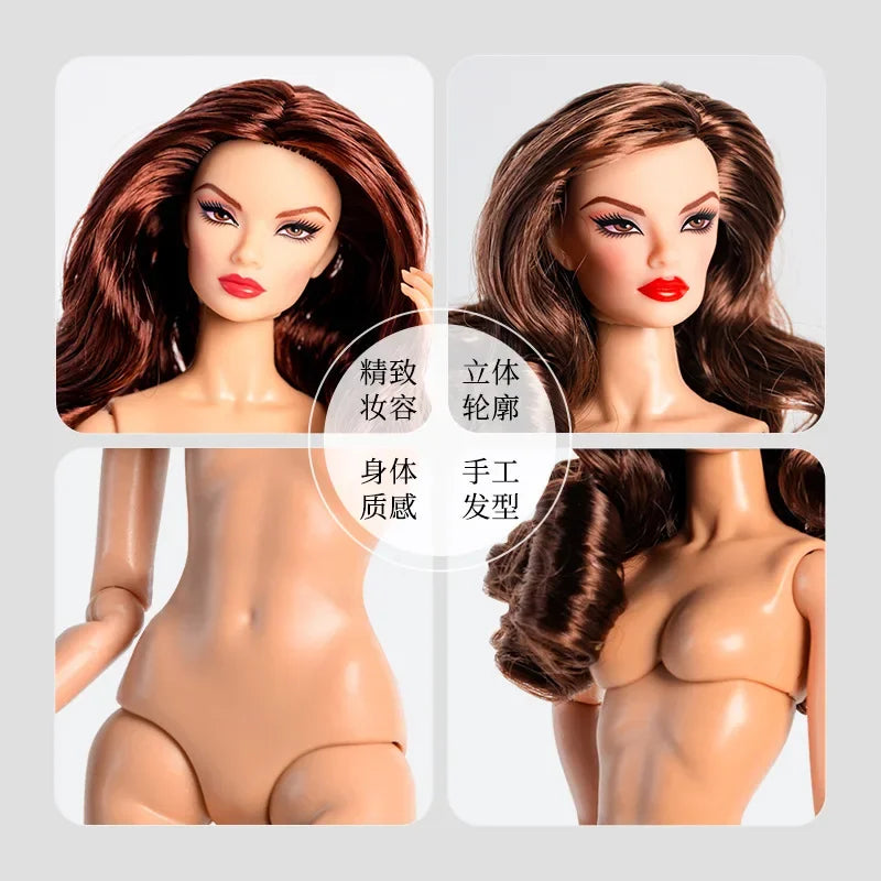 Xianxian New Supermodel Doll / 32cm Nude Naked Doll with Normal Skin Blond Hair / 12 Joint Movable Body + Head / 1/6 Doll Toy