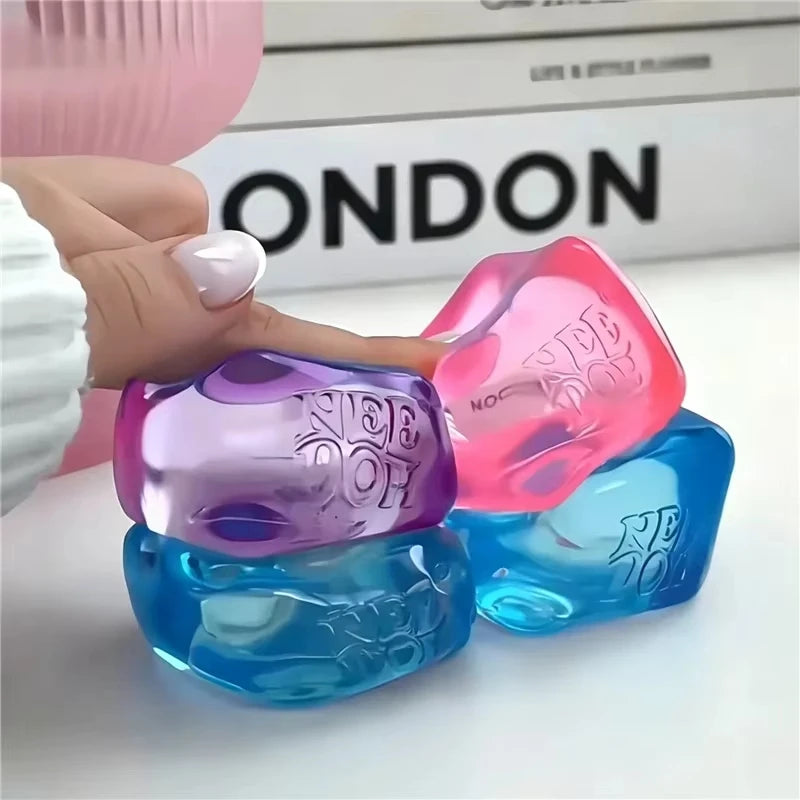 Needoh Nice Ice Cube Fidget Toys Slow Rebound Squishy Toys Stress Reliever Mini 4 Pack Set Anxiety Focus Sensory Cube  Gifts New