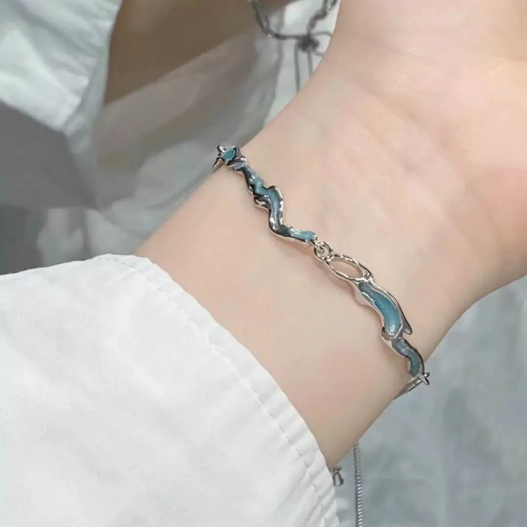 Sparkling Cherry Blossoms Butterfly Bracelet Women's Fashion Temperament Wave Moon Flower Adjustable Bracelet Wedding Jewelry
