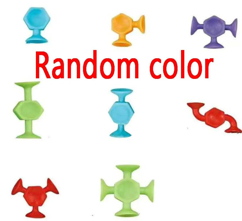 19 Pcs Suckers Assembled Toys Funny Silicone Block Model Construction Toys Sucker Suction Cup Educational Building Block Toy
