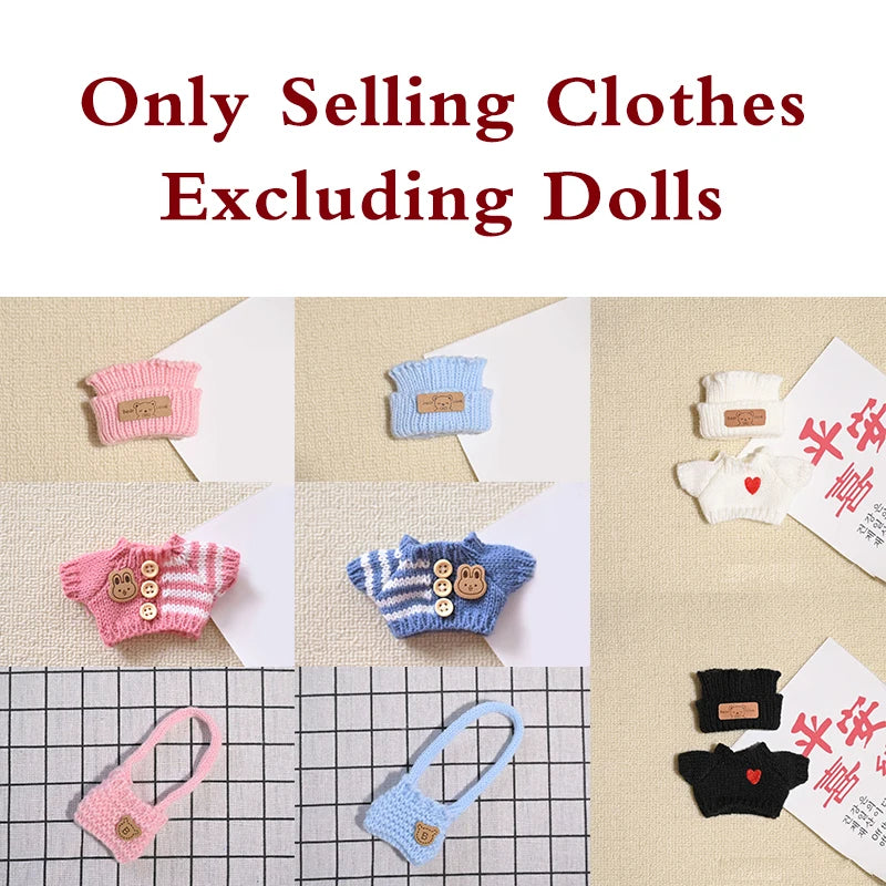 Doll clothes for Labubu Outfit V1 V2 V3 17cm Dolls Sitting Accessories Glasses Clothing Designer Gift Sweater Hat Bag Set