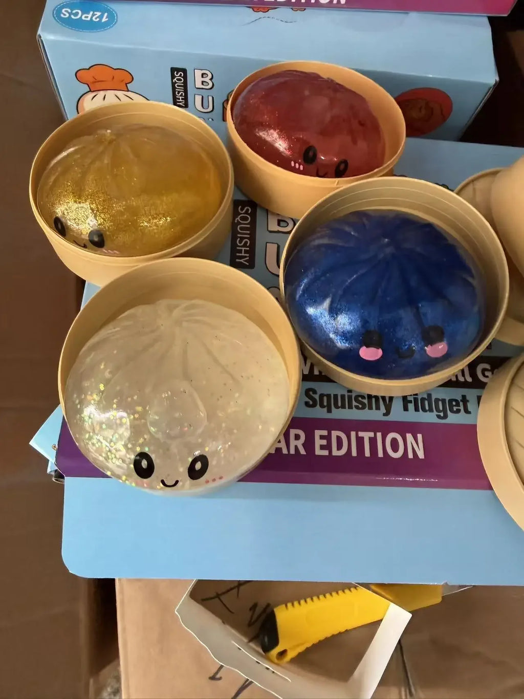 New Glitter Dumpling Glitter Dumpling Squishy with Box Dumplings Sensory Squeeze Toy for Stress Relief