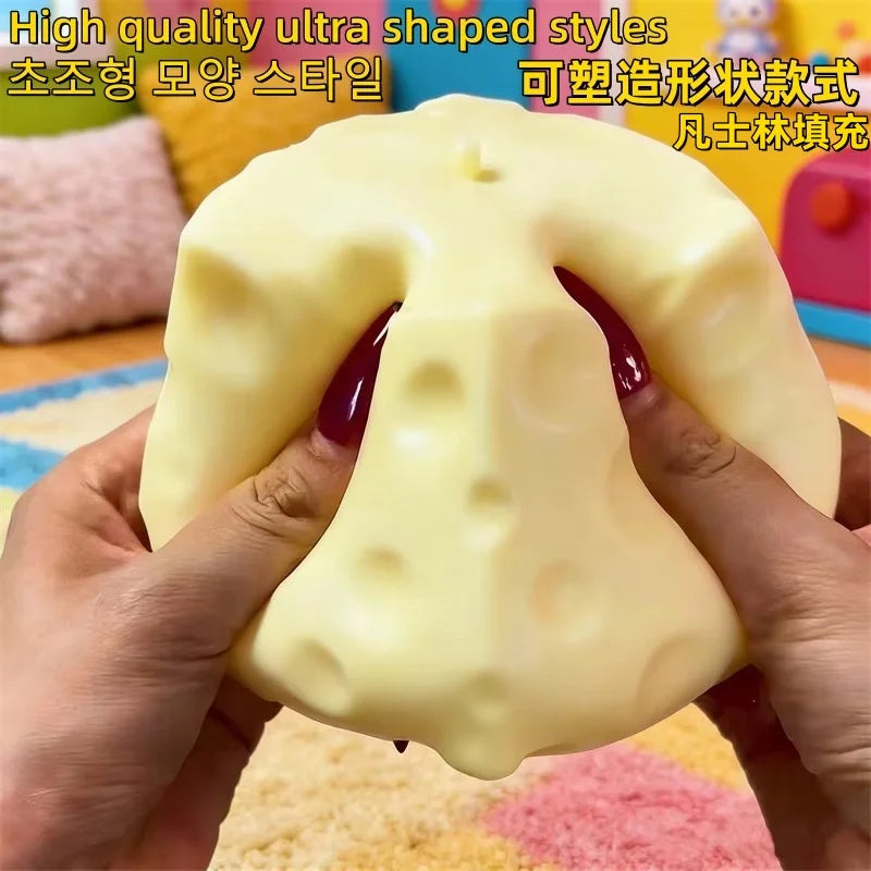 Big Cheese Cube Stress Squeeze Ball Shapeable Moldable Non-Bounce Fidget Toy ASMR Sensory Relaxing Toy Anxiety Relief Gadget