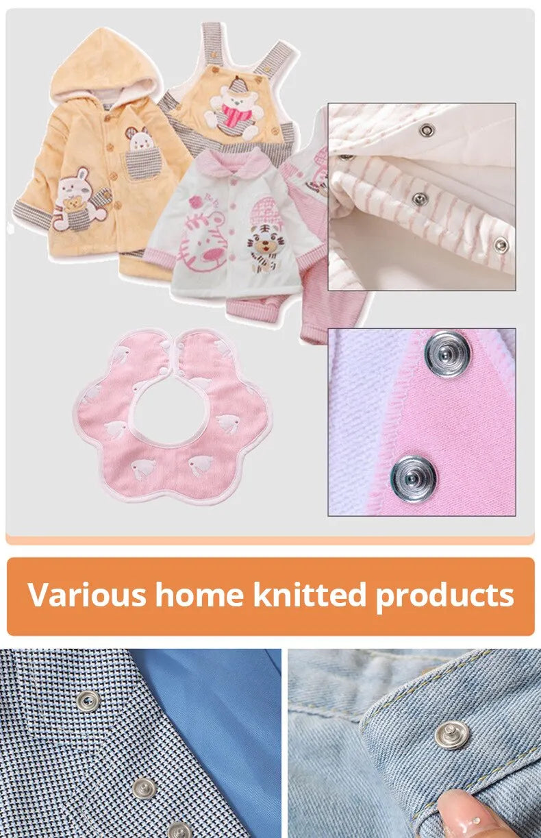 Snap Button Kit With Hand Pressure Pliers 50pcs Snaps , Metal Snaps For Sewing, Sewing Snaps For DIY Crafts Clothes Hats