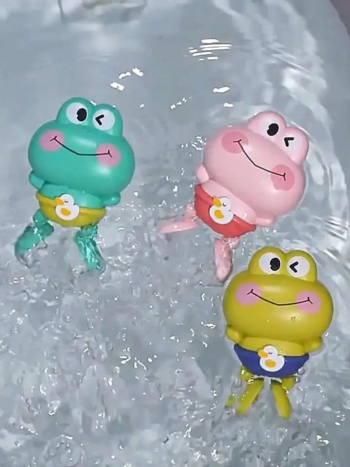 Wind-Up Swimming Frog Bath Toys for Toddlers, No Battery Mold-Free ABS Montessori Water Toy for Kids