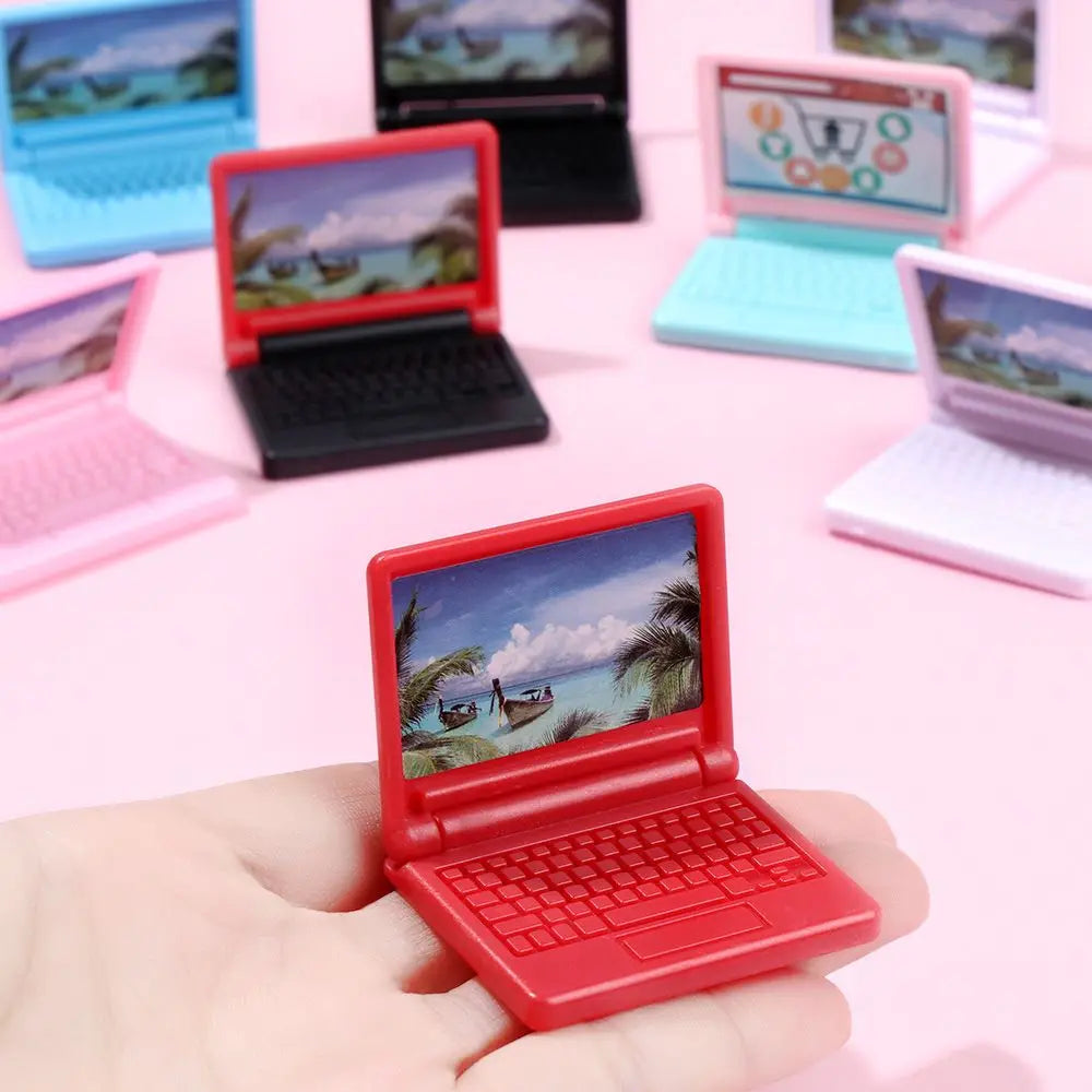 Dollhouse Miniature Modern Computer Foldable For Children Toy Furniture for Dolls Laptop Doll House Decoration Accessories