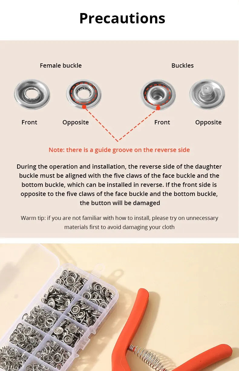 Snap Button Kit With Hand Pressure Pliers 50pcs Snaps , Metal Snaps For Sewing, Sewing Snaps For DIY Crafts Clothes Hats