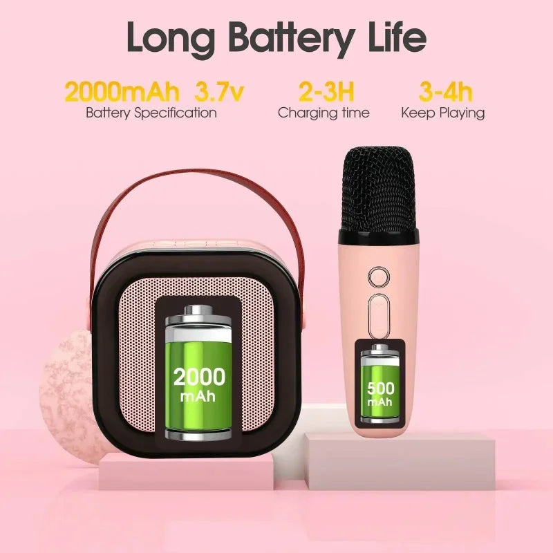 New K12 Karaoke Machine Portable Bluetooth Speaker With 1-2 Wireless Microphones HiFi Family Singing Loudspeaker Children's Gift