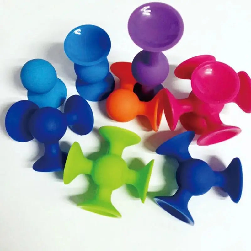 19 Pcs Suckers Assembled Toys Funny Silicone Block Model Construction Toys Sucker Suction Cup Educational Building Block Toy