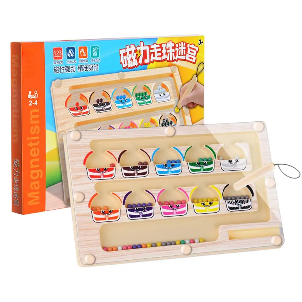 Montessori Magnetic Color Sorting Maze Number Maze Toys Wooden Puzzle Activity Board Fine Motor Toys for Toddlers Boys Girls