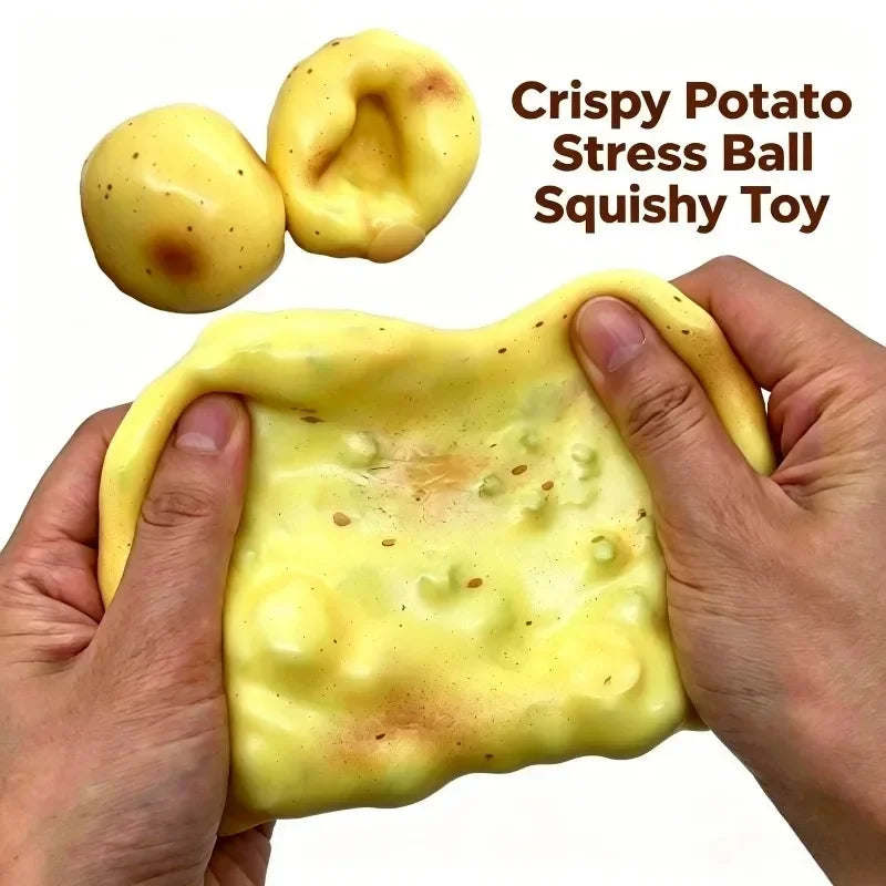 Crunchy Squishy Potato Stress Ball Fidget Toy Crispy Potato Squishy Squeeze Ball Handmade Round Blocks Filled ASMR for Adult