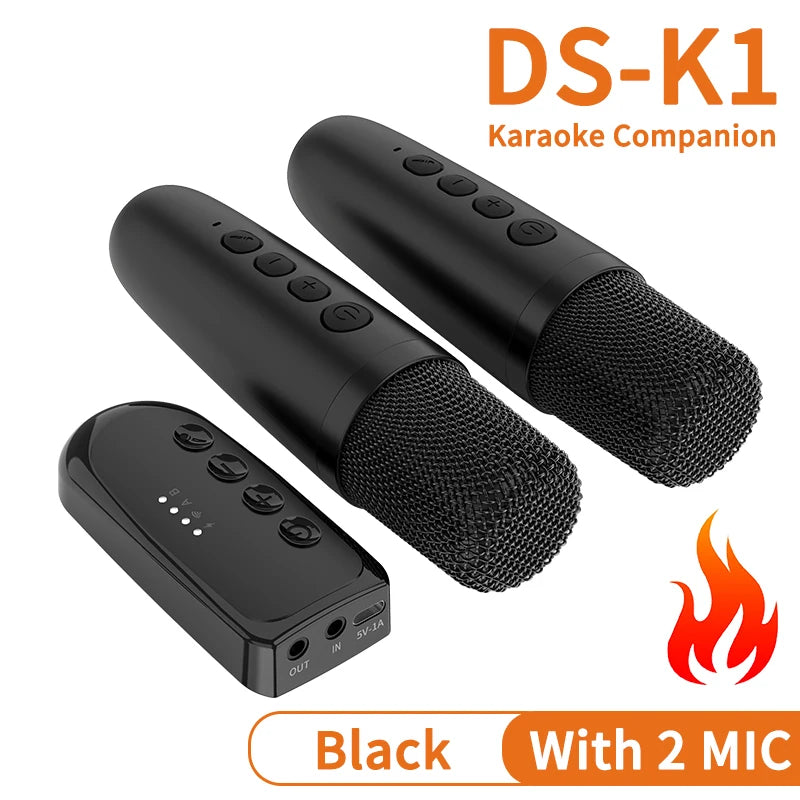 Wireless Car Microphone With Receiver Karaoke Companion 3.5MM AUX Stereo HIFI RGB Colorful Light Multi Sound Effect Mixer System