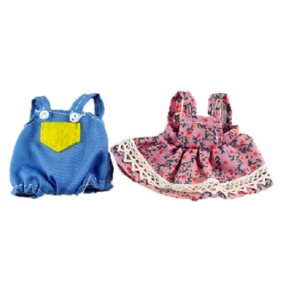 Dress Dollhouse Accessories 1:12 Forest Animal Family Clothes Fashion Daily Wear Casual Outfits Vest Shirt Skirt Pants for Doll