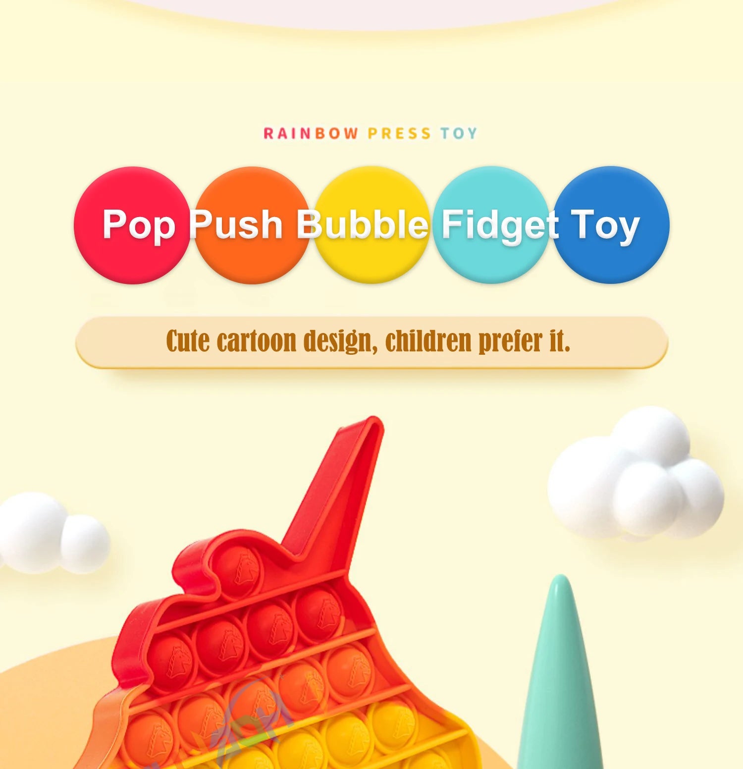 Rainbow Pop Push Bubblle Fidget Anti Stress Relief Toys for Adult Children Special Needs Sensory Toys Interactive Toys for Kids