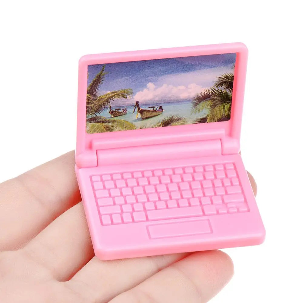 Dollhouse Miniature Modern Computer Foldable For Children Toy Furniture for Dolls Laptop Doll House Decoration Accessories