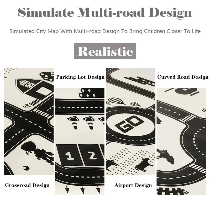130*100CM Road Map Carpet for Kids Parking Lot Roadmap 83*58CM City Traffic Map of Road Boy Girls Educational Toy Crawling Games