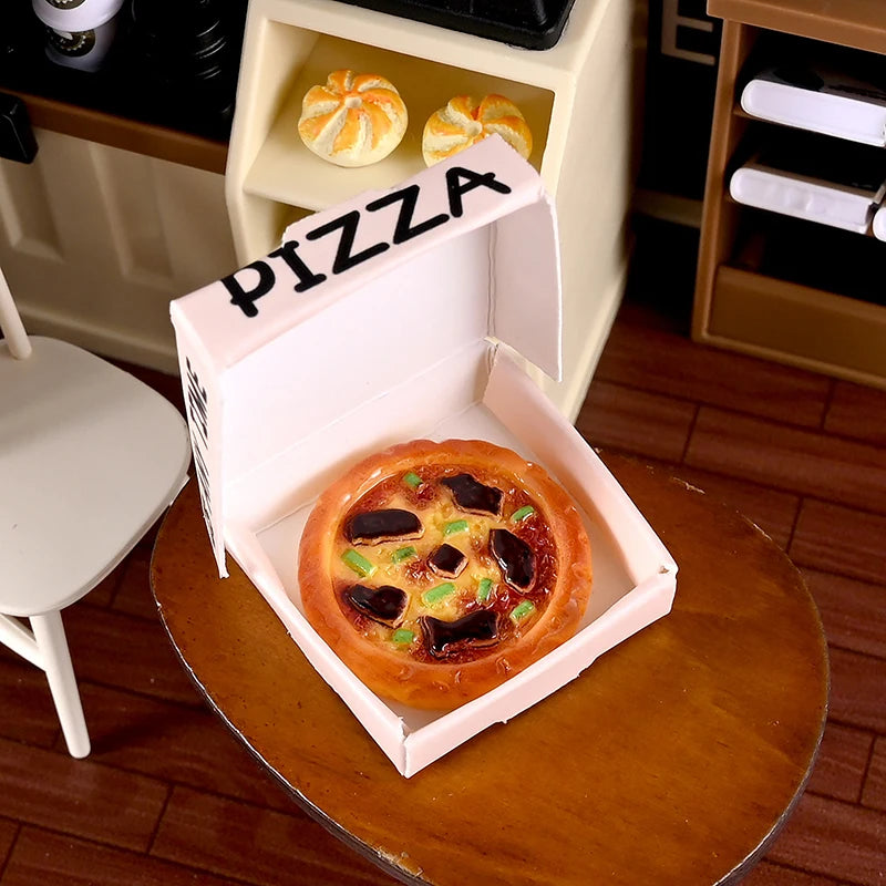 6pcs/set Dollhouse Miniature Pizza Or Packing Box Model Kitchen Food Decor Toy Doll House Accessories