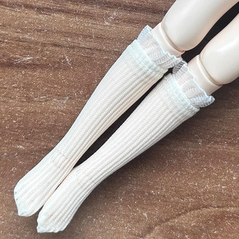 A Pair of Blyth Doll Lace Socks Cute Long White Sock for Blythe Licca Azone OB24 Pullip 1/6 Dolls Accessories Children Gifts