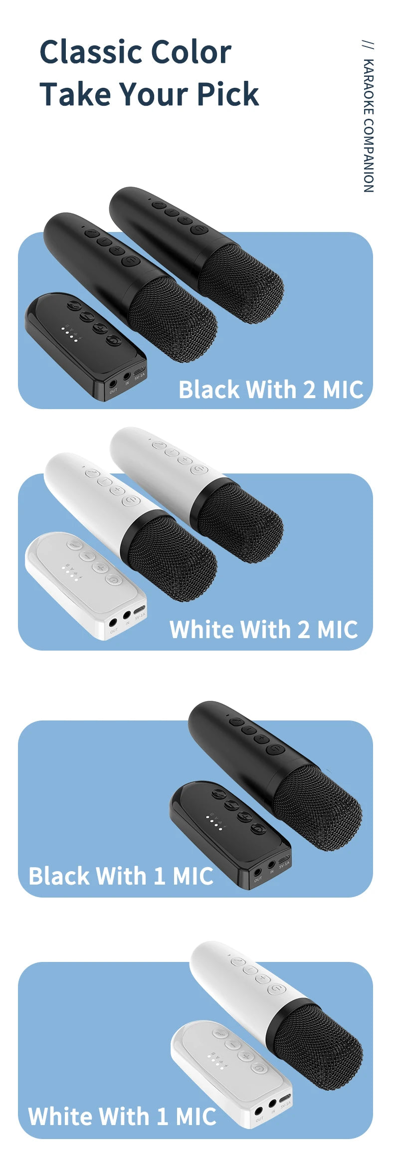 Wireless Car Microphone With Receiver Karaoke Companion 3.5MM AUX Stereo HIFI RGB Colorful Light Multi Sound Effect Mixer System