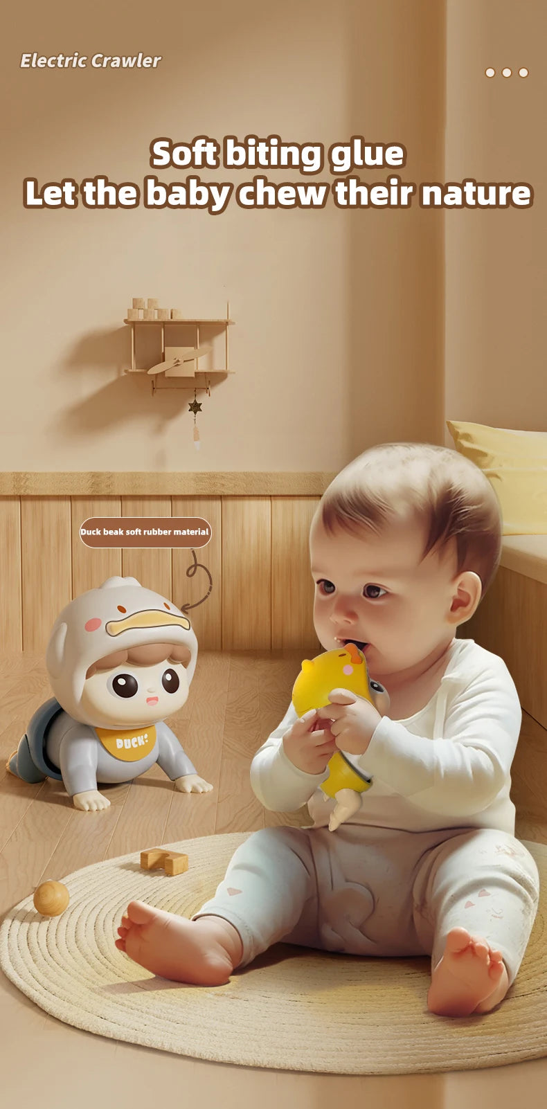 Music Crawling doll baby Toy, 0-1 Year Old, Learning Crawling Guidance and Head-Lifting Training soothing Toy, Children's Day Gi