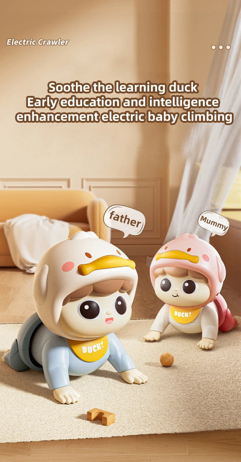 Music Crawling doll baby Toy, 0-1 Year Old, Learning Crawling Guidance and Head-Lifting Training soothing Toy, Children's Day Gi
