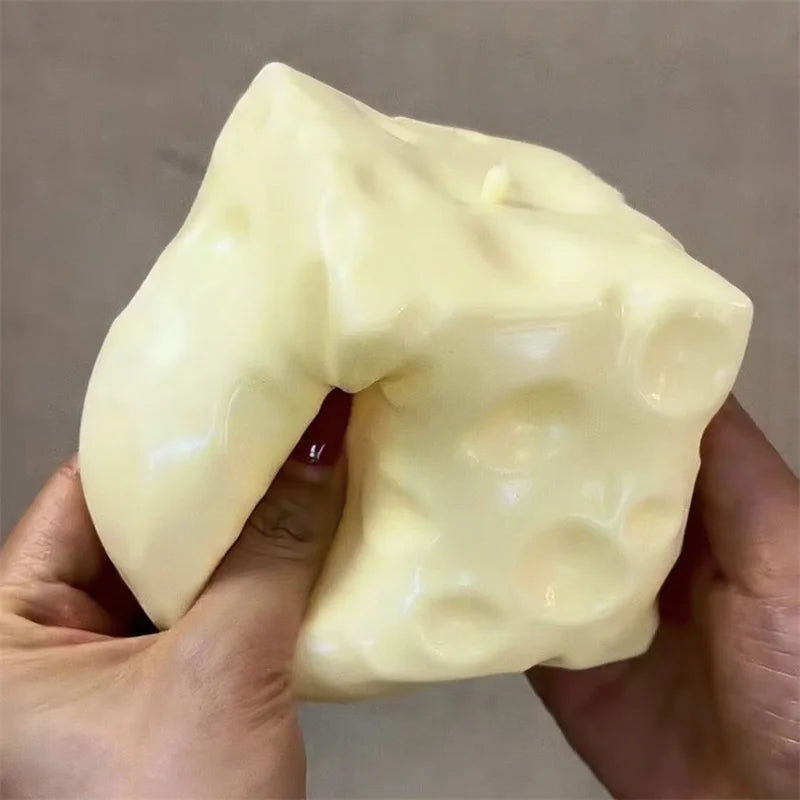 Big Cheese Cube Stress Squeeze Ball Shapeable Moldable Non-Bounce Fidget Toy ASMR Sensory Relaxing Toy Anxiety Relief Gadget