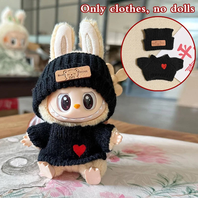 Doll clothes for Labubu Outfit V1 V2 V3 17cm Dolls Sitting Accessories Glasses Clothing Designer Gift Sweater Hat Bag Set