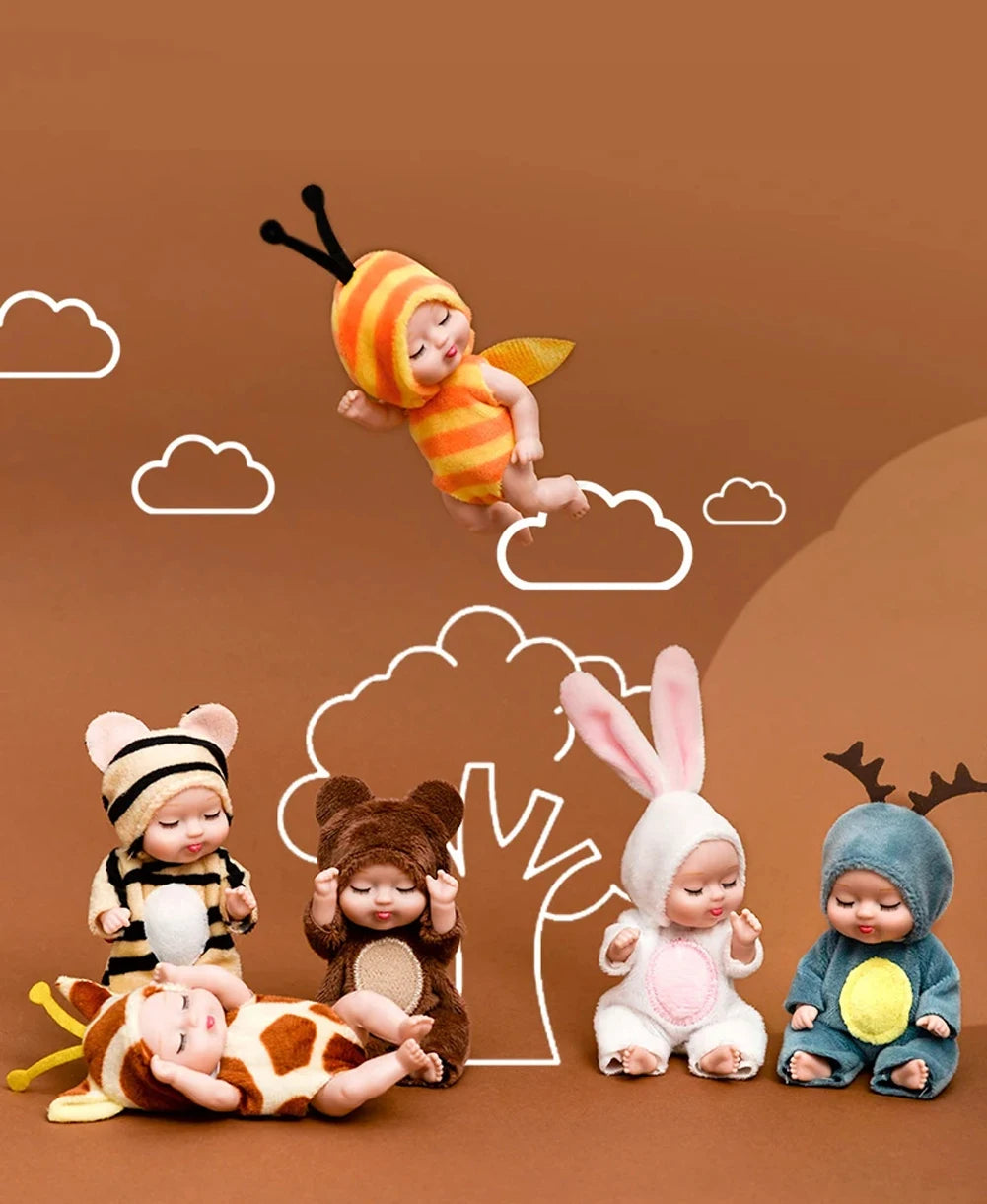 6Pcs Reborn Doll Kit Toy Simulation Princess Dolls Toy Mini Cute Sleeping Baby with Clothes Accessories Birthday Gift for Kids