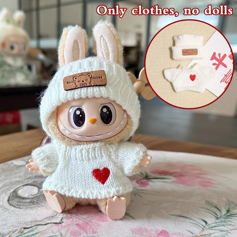 Doll clothes for Labubu Outfit V1 V2 V3 17cm Dolls Sitting Accessories Glasses Clothing Designer Gift Sweater Hat Bag Set