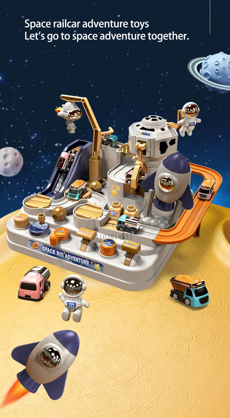 Racing Rail Car Model Educational Toys Children Track Adventure Game Brain Mechanical Interactive Train Animals Space Rocket Toy