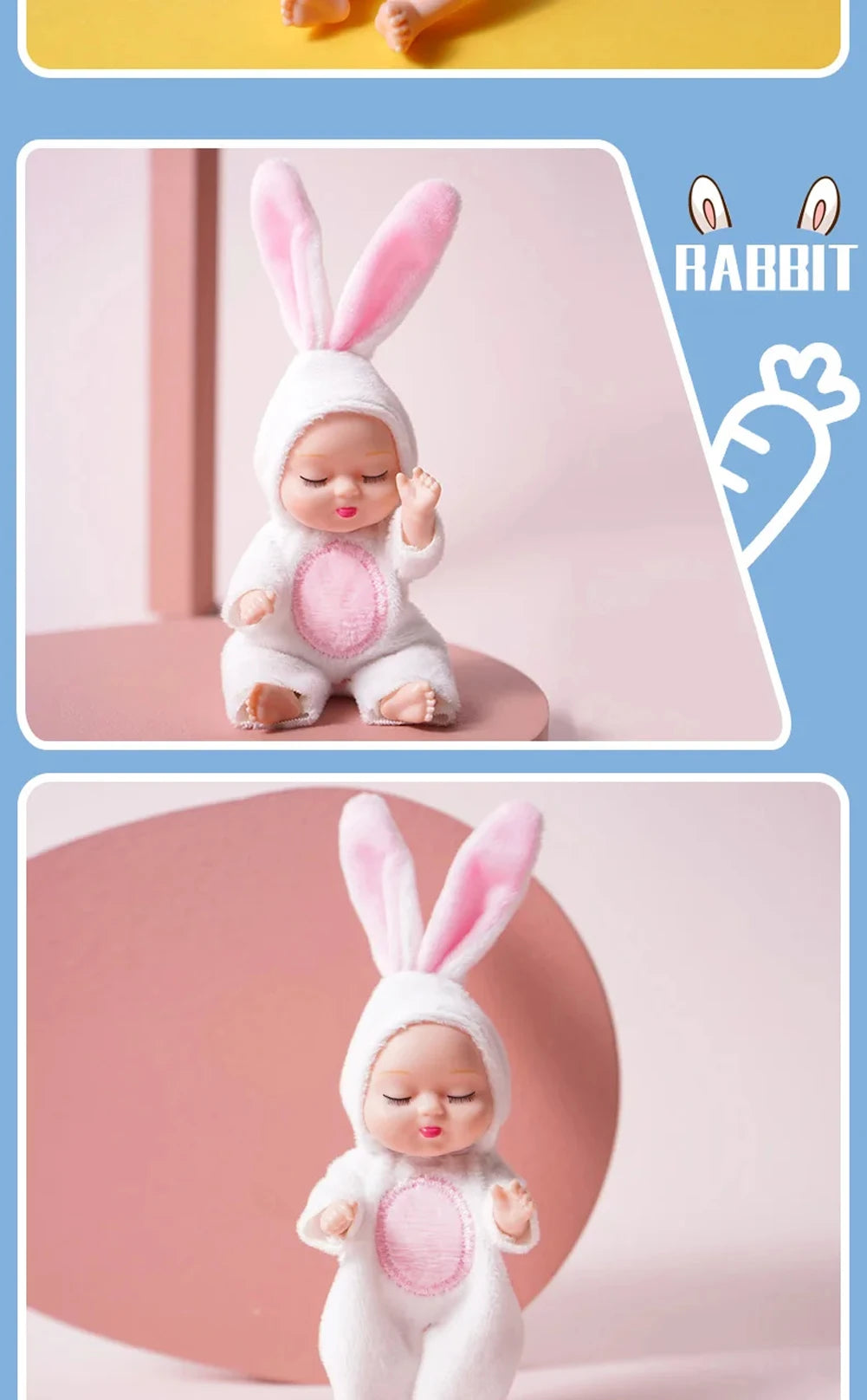 6Pcs Reborn Doll Kit Toy Simulation Princess Dolls Toy Mini Cute Sleeping Baby with Clothes Accessories Birthday Gift for Kids