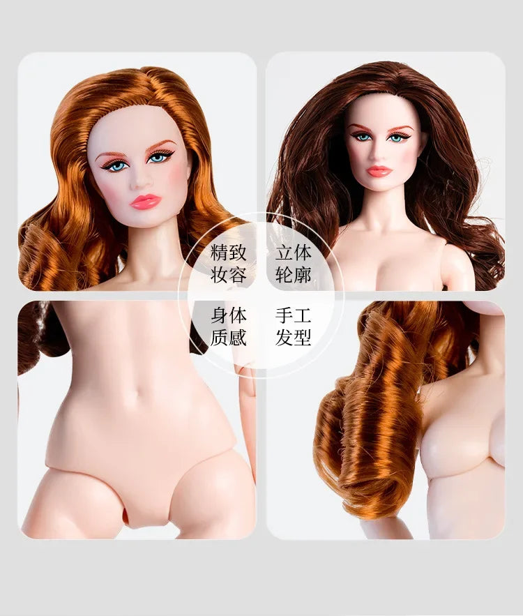 Xianxian New Supermodel Doll / 32cm Nude Naked Doll with Normal Skin Blond Hair / 12 Joint Movable Body + Head / 1/6 Doll Toy