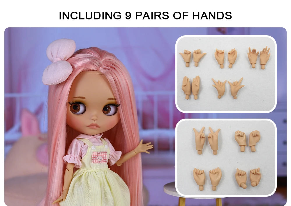 ICY DBS Blyth Doll BJD Joint Body Brown Skin Matte Face Cute Bow Doll 1/6 30cm Girl Gift Anime SD