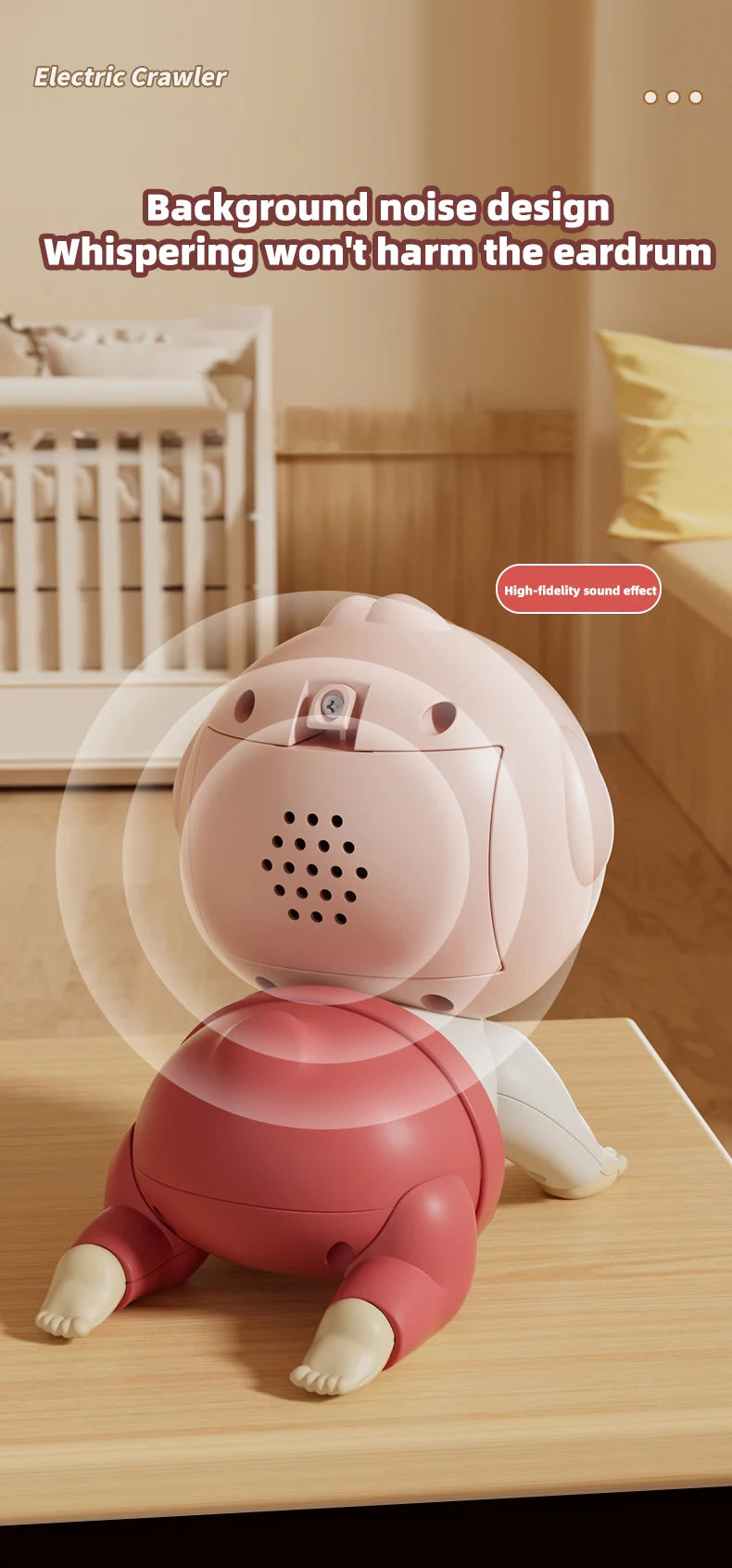 Music Crawling doll baby Toy, 0-1 Year Old, Learning Crawling Guidance and Head-Lifting Training soothing Toy, Children's Day Gi