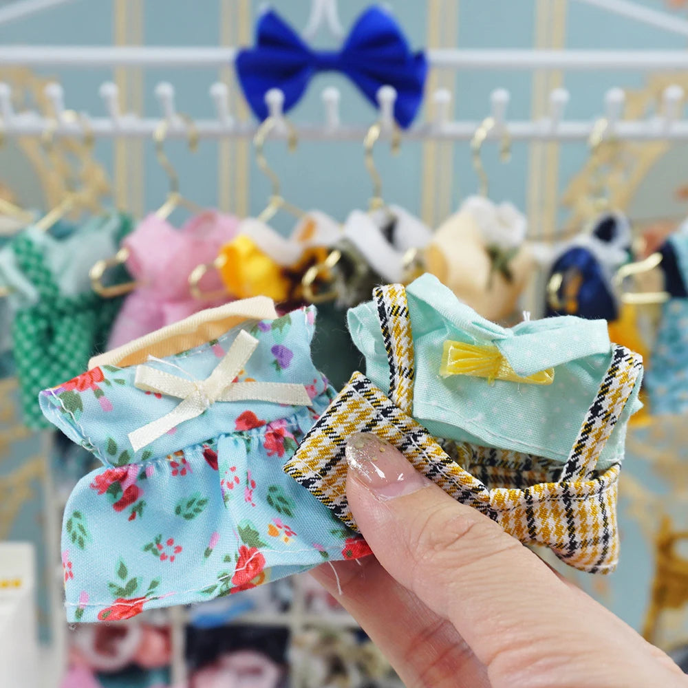 Dress Dollhouse Accessories 1:12 Forest Animal Family Clothes Fashion Daily Wear Casual Outfits Vest Shirt Skirt Pants  for Doll