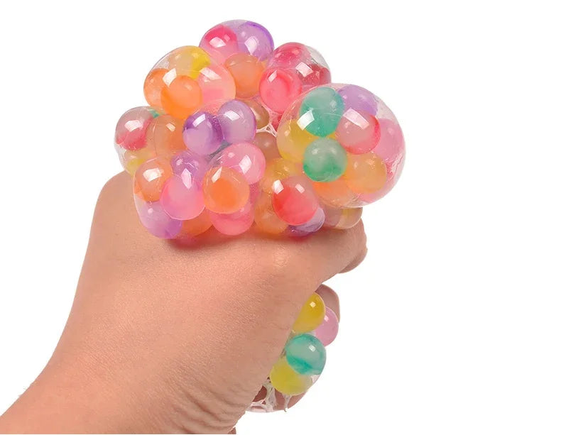 Rainbow Sensory Stress Relief Ball Squishy 3D Fidget Toys for Adults Kids Anti-Anxiety Silent Non-Toxic Toy for Office Classroom