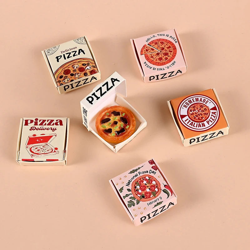6pcs/set Dollhouse Miniature Pizza Or Packing Box Model Kitchen Food Decor Toy Doll House Accessories