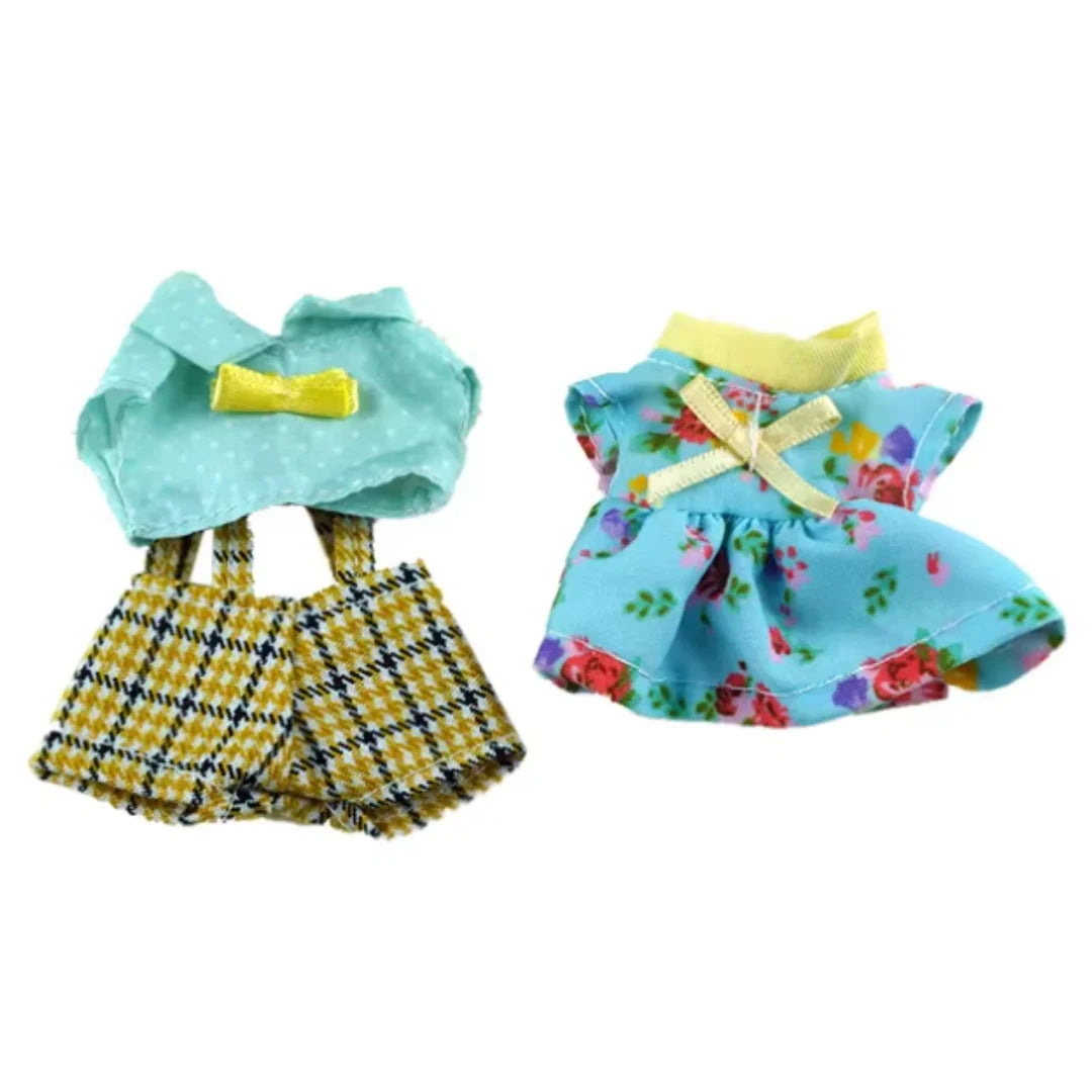 Dress Dollhouse Accessories 1:12 Forest Animal Family Clothes Fashion Daily Wear Casual Outfits Vest Shirt Skirt Pants for Doll