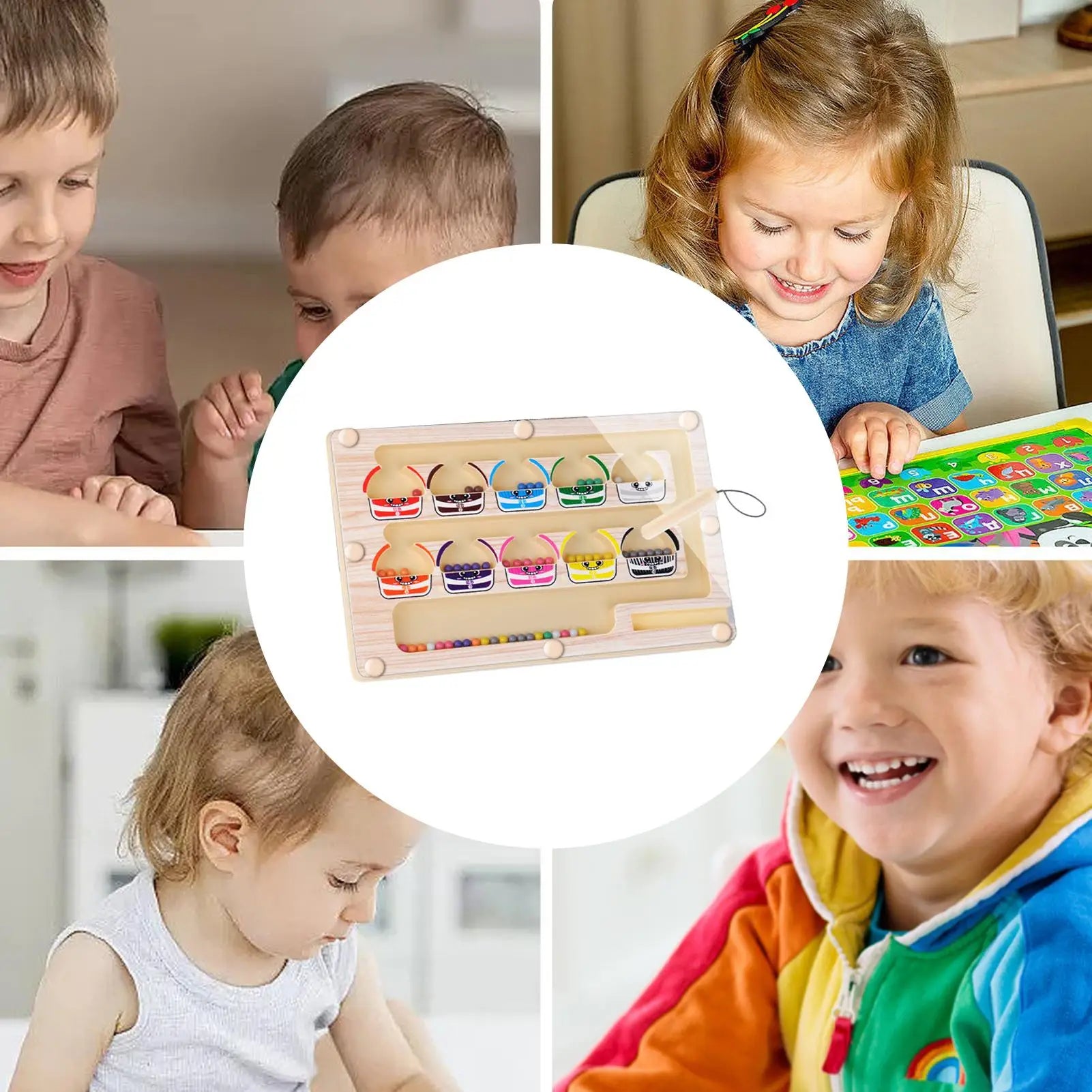 Montessori Magnetic Color Sorting Maze Number Maze Toys Wooden Puzzle Activity Board Fine Motor Toys for Toddlers Boys Girls