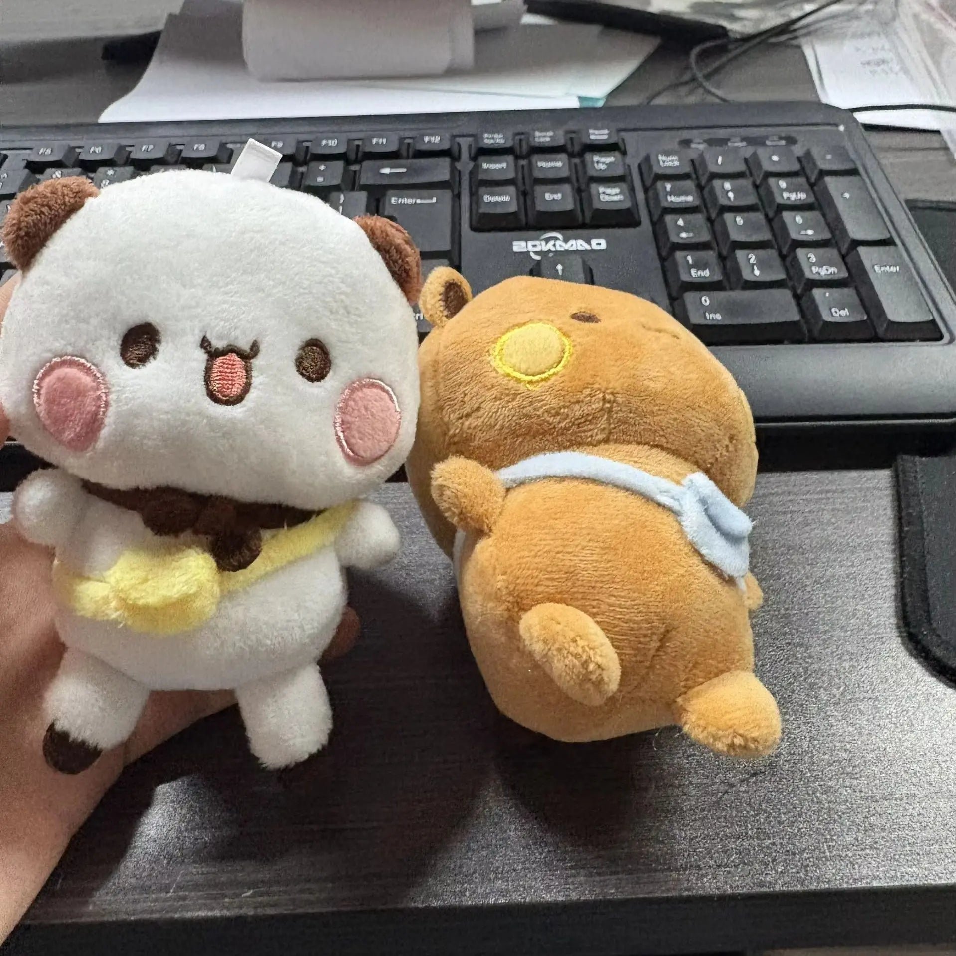Cute Bubu and Yier Panda Plush Doll Keychain Soft Sleeping Buddy Kawaii Cartoon Bear Toy Car Sofa Decor Holiday Birthday Gift