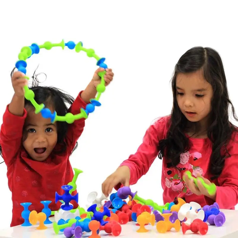 19 Pcs Suckers Assembled Toys Funny Silicone Block Model Construction Toys Sucker Suction Cup Educational Building Block Toy