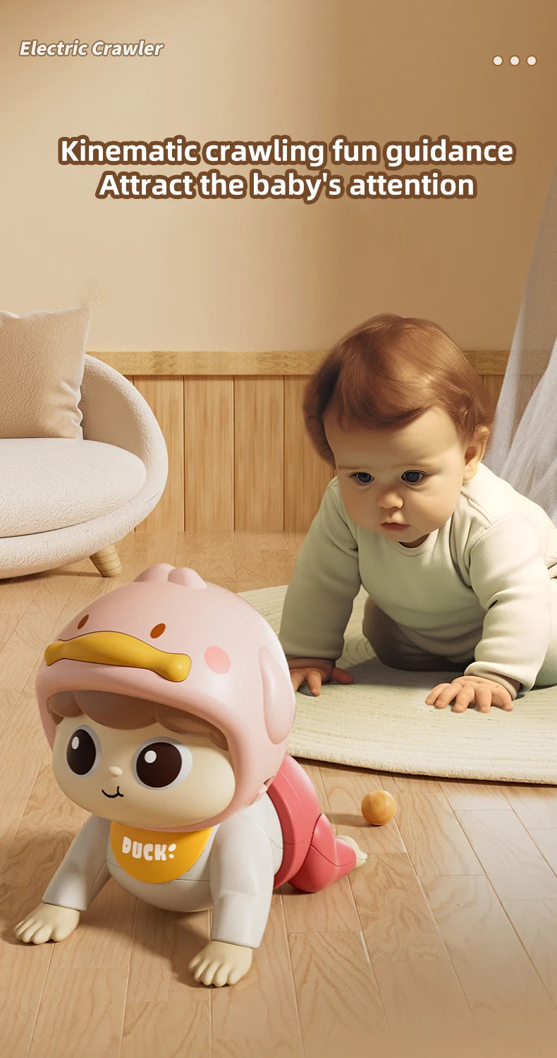 Music Crawling doll baby Toy, 0-1 Year Old, Learning Crawling Guidance and Head-Lifting Training soothing Toy, Children's Day Gi
