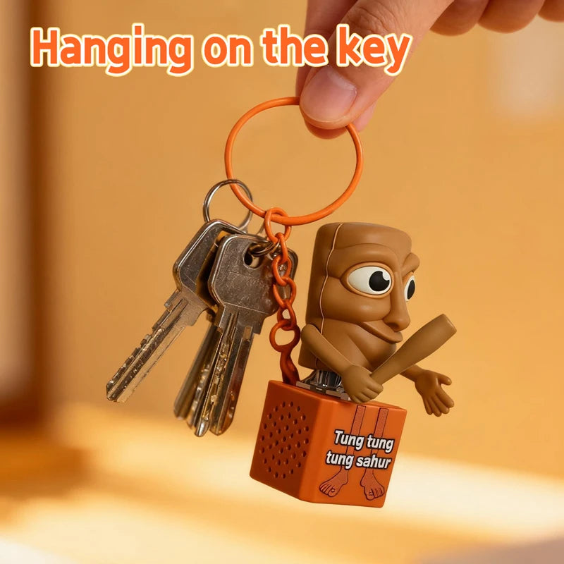 Tung tung tung Sahur Keychain Wooden Stick Man Button Keychain Luminous Pendant Anime Peripheral Decor Decor Gift Toys