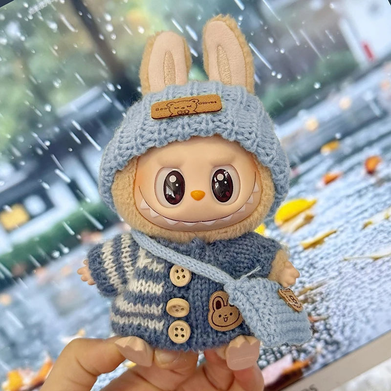 Doll clothes for Labubu Outfit V1 V2 V3 17cm Dolls Sitting Accessories Glasses Clothing Designer Gift Sweater Hat Bag Set