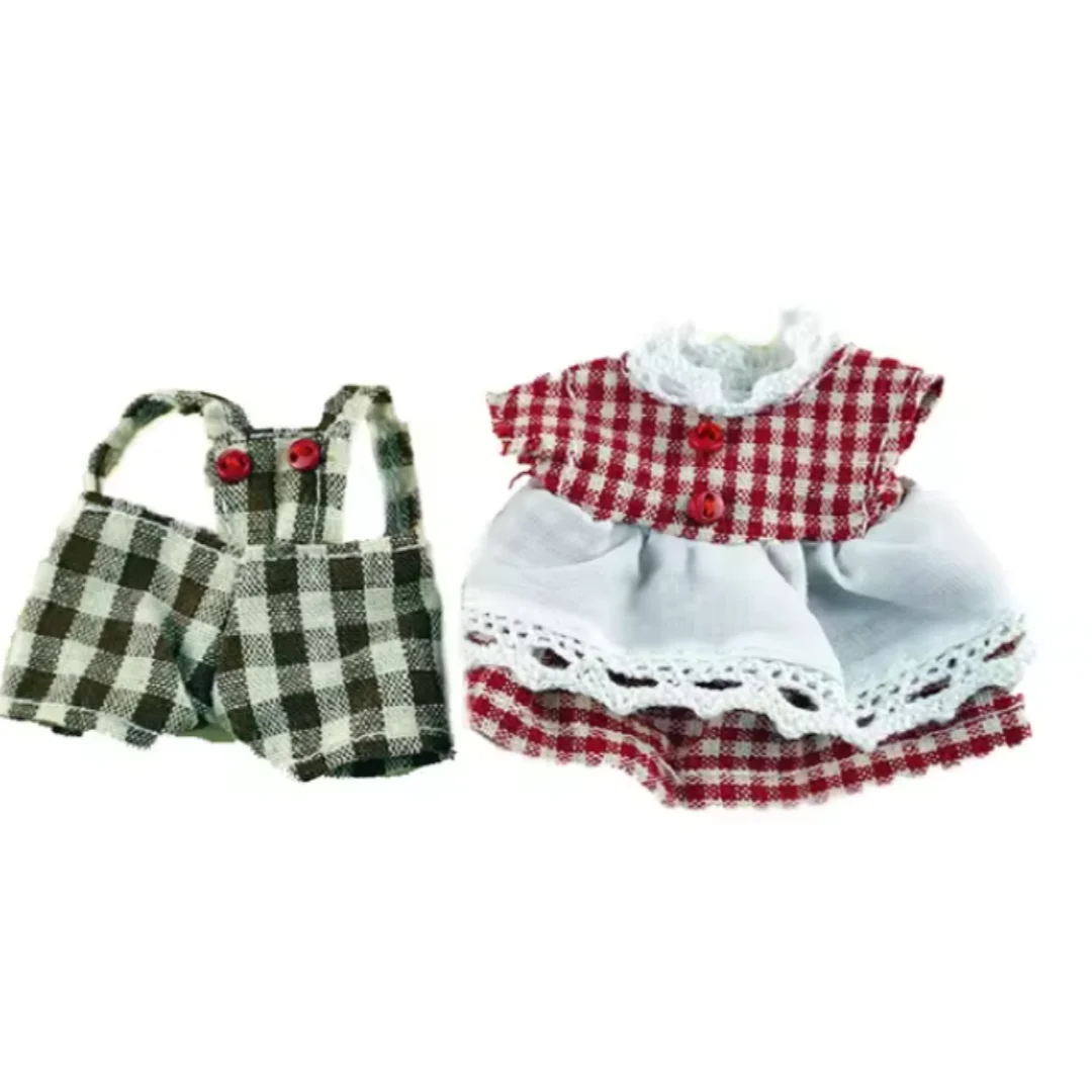 Dress Dollhouse Accessories 1:12 Forest Animal Family Clothes Fashion Daily Wear Casual Outfits Vest Shirt Skirt Pants for Doll