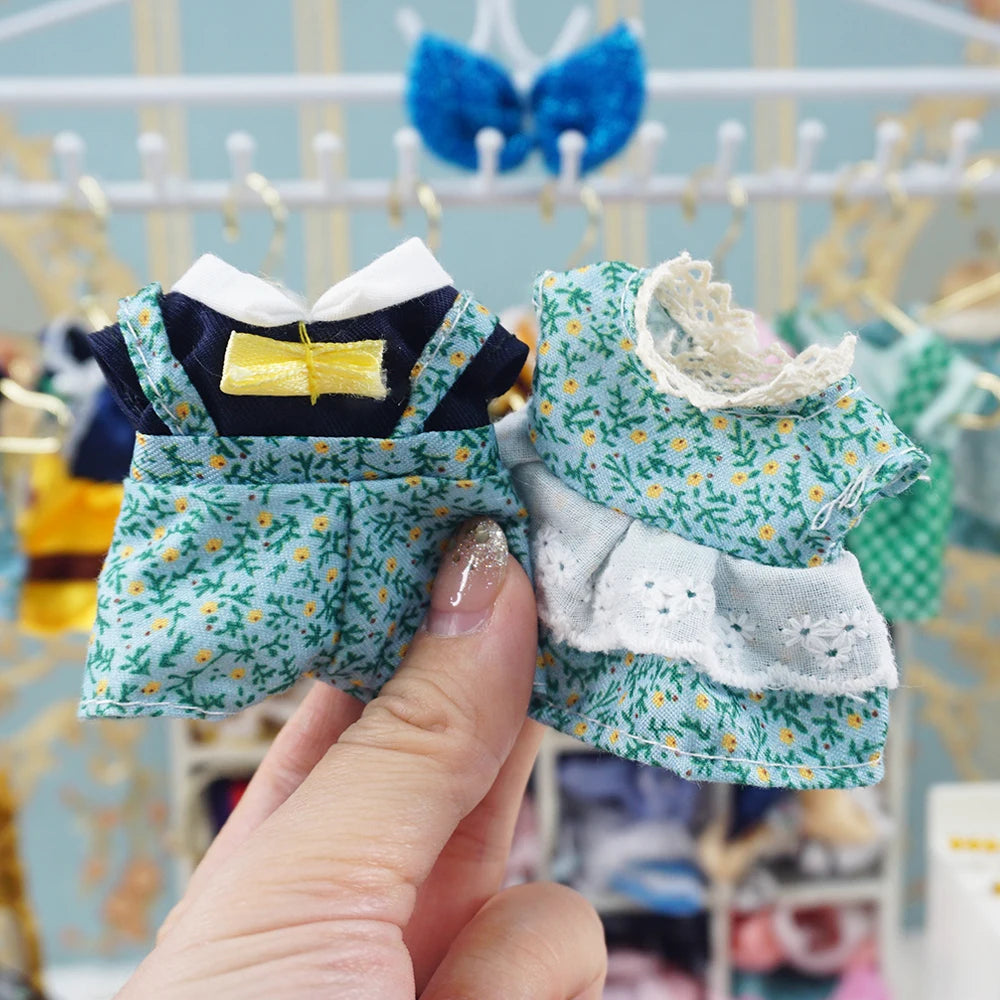 Dress Dollhouse Accessories 1:12 Forest Animal Family Clothes Fashion Daily Wear Casual Outfits Vest Shirt Skirt Pants  for Doll