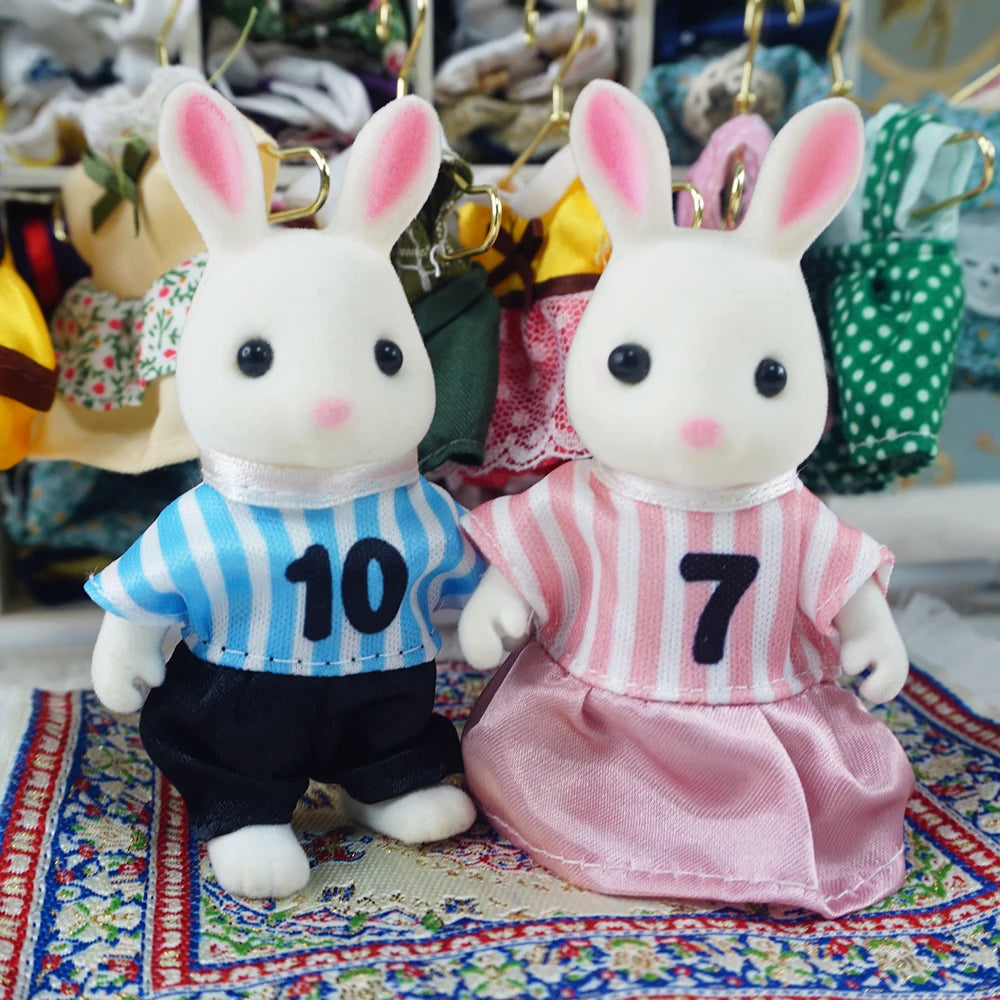 Dress Dollhouse Accessories 1:12 Forest Animal Family Clothes Fashion Daily Wear Casual Outfits Vest Shirt Skirt Pants  for Doll