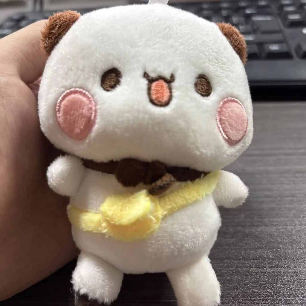 Cute Bubu and Yier Panda Plush Doll Keychain Soft Sleeping Buddy Kawaii Cartoon Bear Toy Car Sofa Decor Holiday Birthday Gift